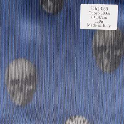 URJ-056 Feito na Itália Forro estampado 100% Cupro com padrão de esqueleto de horror sombrio