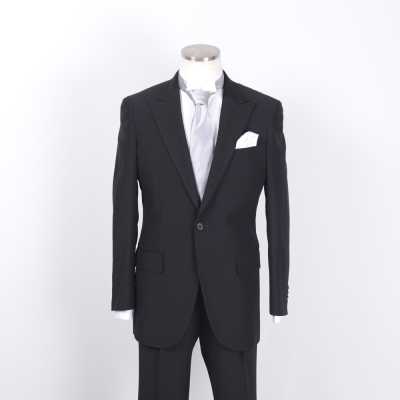EFW-BKS Terno preto em tecido italiano Cerruti, traje semiformal