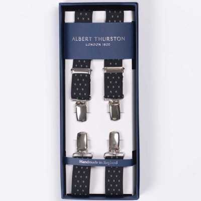 ATX-2447 Suspensórios Albert Thurston com costas em X, fechamento com presilhas de 4 pontos, elástico de 25 mm (borracha)