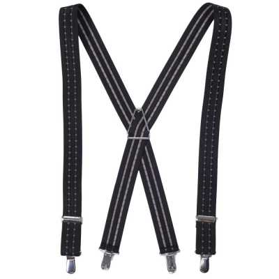 SR-2005 Suspensórios estilo X com 4 presilhas Preto Fabricado no Japão