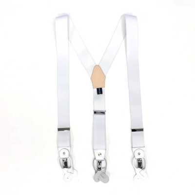 SR-WHITE SR-WHITE Suspensórios EXCY Branco Liso 2-em-1 Elástico 35 mm