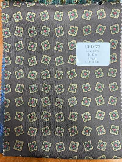URJ-072 Forro estampado em cupro 100% feito na Itália, com pequena estampa floral, marrom