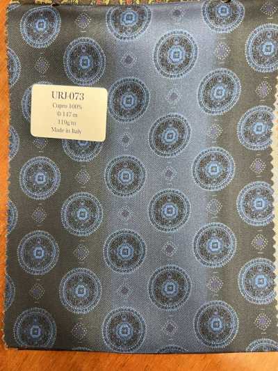 URJ-073 Forro estampado de cupro 100% fabricado na Itália, gradiente azul-marinho
