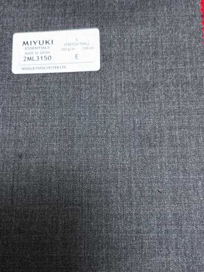 2ML3150 26AW MIYUKI Tecido ESSENTIALS TWILL ELÁSTICO Cinza Médio Liso