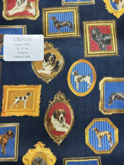 URJ-078 Feito na Itália Forro Estampado 100% Cupro Cachorro Emoldurado Azul-Marinho