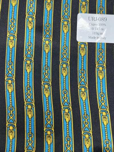 URJ-089 Forro estampado 100% Cupro, fabricado na Itália, Azul Zipper