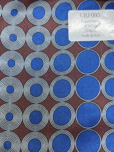 URJ-095 Fabricado na Itália Forro estampado Cupro 100% Poá multicolorido Azul x Marrom