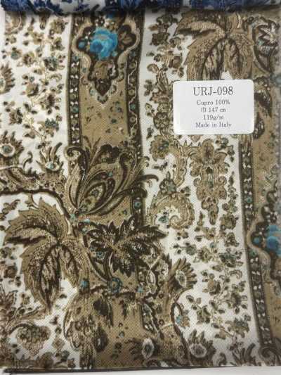 URJ-098 Forro estampado 100% Cupro, fabricado na Itália, com estampa paisley marrom
