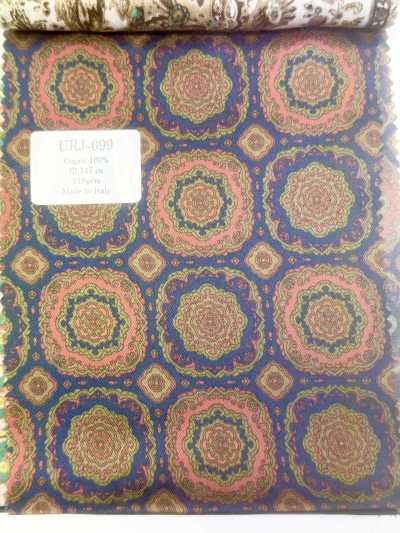 URJ-099 Forro estampado 100% Cupro fabricado na Itália, estampa floral