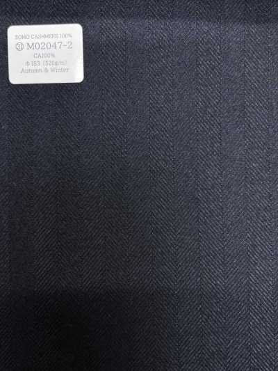 M02047-2 KUNISHIMA1850 Linha Exclusiva [Cashmere 100% SOMO] Espinha de peixe azul-marinho