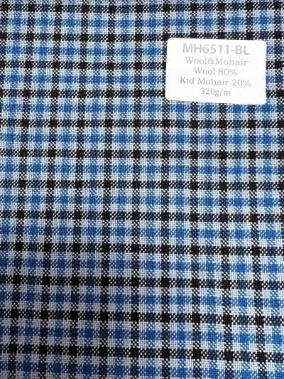 MH6511-BL Lã Worsted Japonesa Padrão Mohair (Estilo Tônico) Xadrez Azul