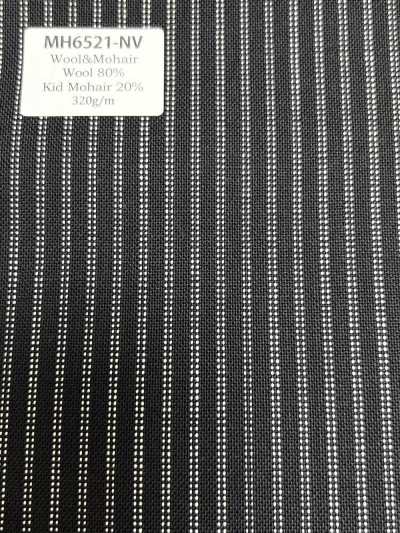 MH6521-NV Lã Mohair penteada padrão fabricada no Japão (estilo Tonic) listrada azul-marinho