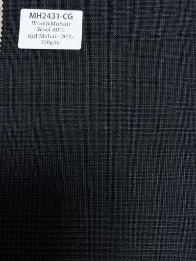MH2431-CG Worsted de lã e mohair padrão fabricado no Japão (estilo tônico) xadrez cinza carvão