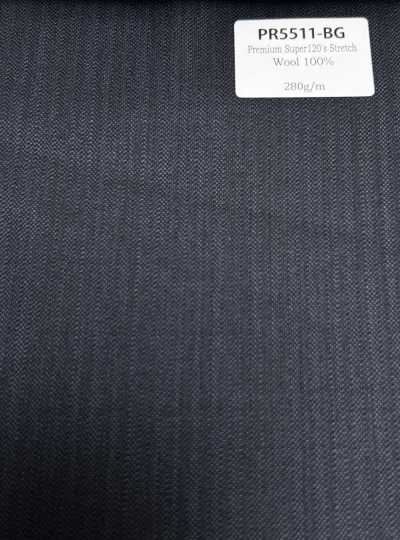 PR5511-BG Tecido liso azul acinzentado Premium Super120's com stretch, fabricado no Japão