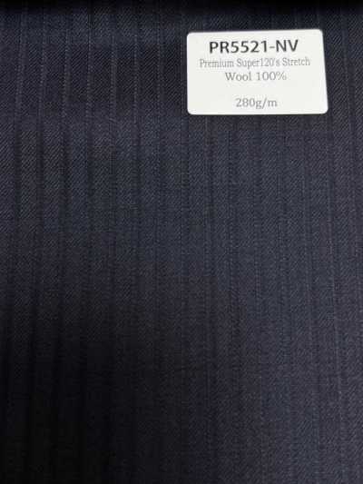 PR5521-NV Clássico Fabricado no Japão Premium Super120's Elástico Liso Azul-Marinho