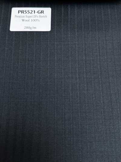 PR5521-GR Padrão premium Super120's elástico listrado verde de fabricação japonesa