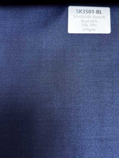 SK3501-BL Padrão japonês de seda e lã elástica azul