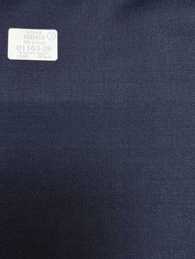 01163-26 26AW HERDREX [Seda e lã] Seda e lã azul-marinho liso