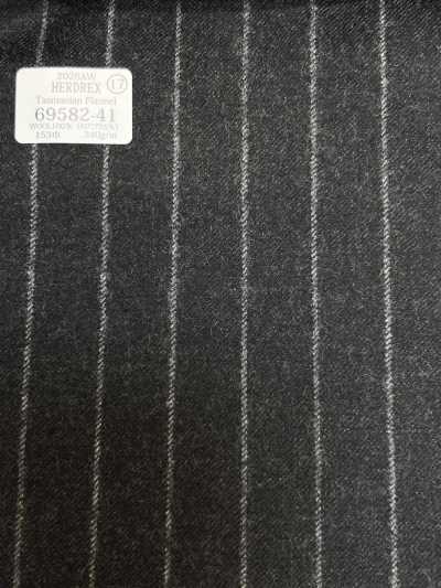 69582-41 26AW HERDREX [Tasmanian Flannel] Seda e Lã Listrado Cinza-carvão