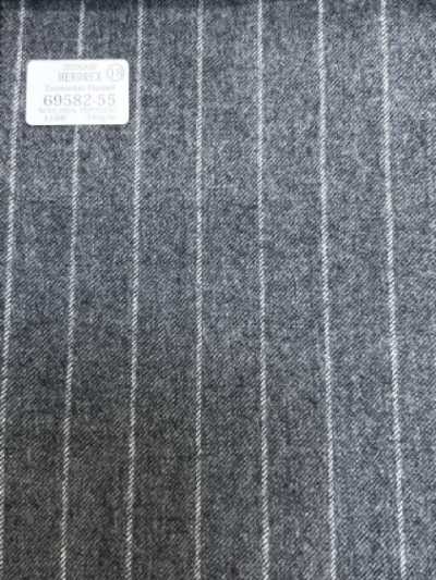 69582-55 26AW HERDREX [Flanela da Tasmânia] Listra Cinza de Seda e Lã