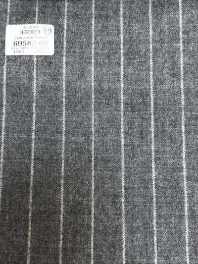 69582-69 26AW HERDREX [Tasmanian Flannel] Listra cinza-claro em seda e lã