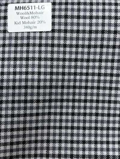 MH6511-LG Lã Worsted de Mohair Fabricada no Japão Standard (Estilo Tonic) Xadrez Cinza Claro