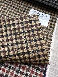 MH6511-CB Tecido penteado de lã e mohair, fabricado no Japão, estilo Tonic, xadrez marrom camelo[Têxtil] HOSOI SYOJI Mais fotografias