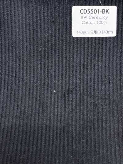 Veludo cotelê 8W C100 Preto