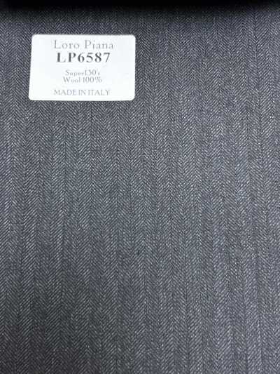 LP6587 Loro Piana Super130's Espinha de Peixe Cinza