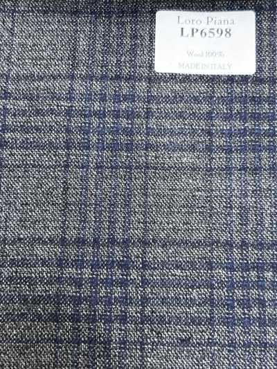 LP6598 Loro Piana xadrez cinza e azul-marinho
