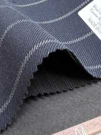 ZA4650 Lã virgem penteada azul-marinho × listras brancas[Tecido] HOSOI SYOJI Mais fotografias