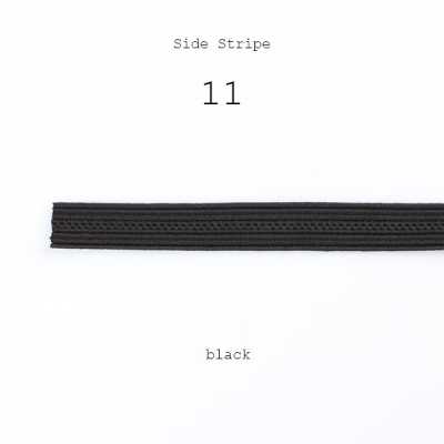 11 Fita de listra lateral de viscose 100%, acabamento listrado de viscose, largura 9 mm, preta