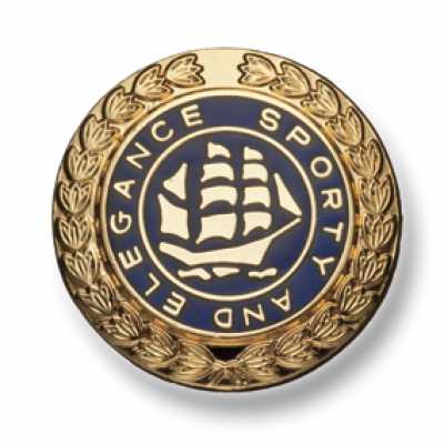 557 Botão de metal fabricado no Japão para ternos e jaquetas dourado/azul-marinho