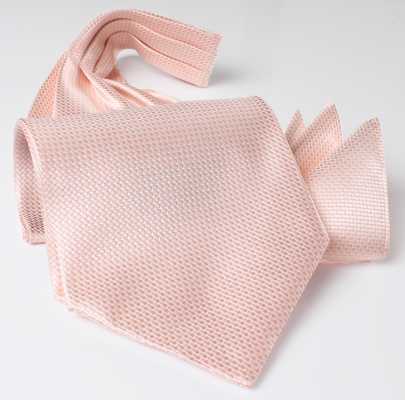 AS-984 Gravata ascot de seda fabricada no Japão, padrão piquê, rosa