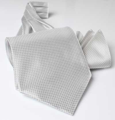 AS-985 Gravata ascot de seda fabricada no Japão, padronagem piquê, cinza