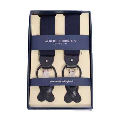 AT-NAVY Suspensórios Albert Thurston Azul-marinho Liso 35MM