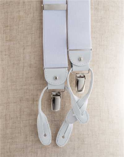 AT-WHITE Suspensórios Albert Thurston, Branco, Liso, Tipo 2 vias