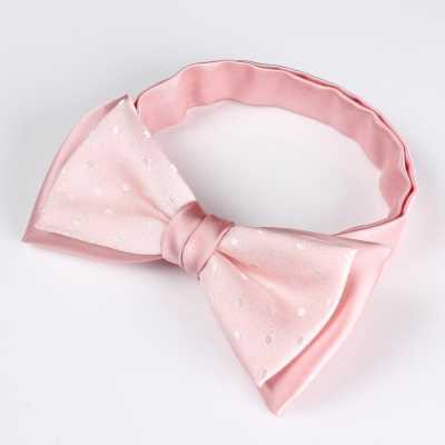 BFS-974 Combo de gravata borboleta, poá rosa, seda, fabricado no Japão