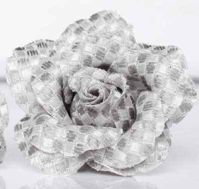 BTA-985 Broche de lapela em jacquard de seda, padrão Kanoko, cinza claro, fabricado no Japão