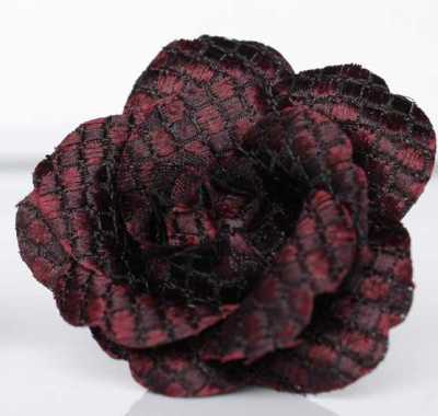 BTA-987 Boutonniere em jacquard de seda fabricado no Japão, padrão Kanoko, bordô