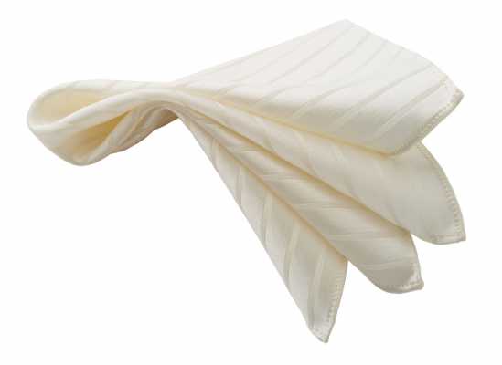 CF-110W Lenço de bolso listrado em lã/seda branco quebrado, feito na Itália