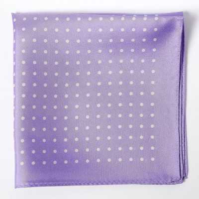 CFD-6PU Lenço de bolso de seda com estampa de bolinhas roxo