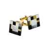 CL-2 Abotoaduras Quadradas Preto e Ouro Amarelo