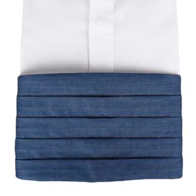 CM-D01 Faixa de smoking em denim de algodão Pima azul