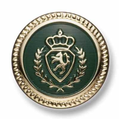 EX267 Botões de metal fabricados no Japão para ternos e jaquetas, dourado/verde