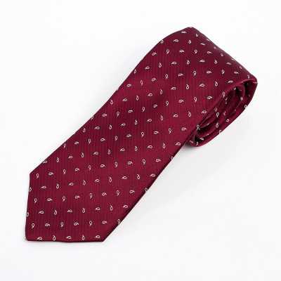 HVN-24 Gravata feita à mão com tecido VANNERS, padrão Paisley dot, vinho