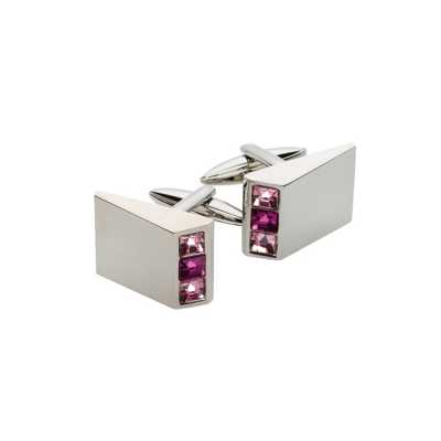 L-1 Abotoaduras triangulares prateadas e rosa