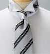 NE-27 Gravata Formal Feita No Japão Silver Stripe Wide