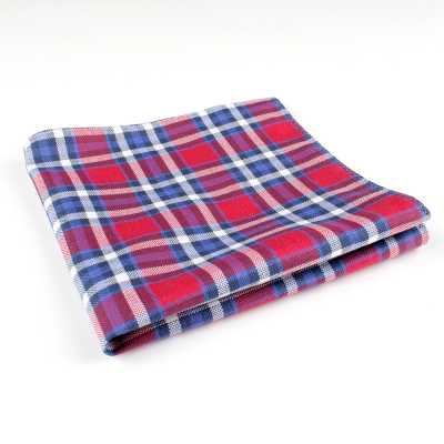 RCF-01 Lenço de bolso com padrão xadrez, vermelho/azul-marinho, confeccionado com tecido English Ringhart