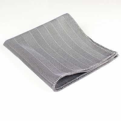 RCF-06 Lenço de bolso em tecido Ringhart fabricado na Grã-Bretanha, padrão espinha de peixe, preto